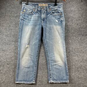 Big Star Maddie Mid Rise Cropped Jeans Women's 26 Blue Denim Casual Streetwear